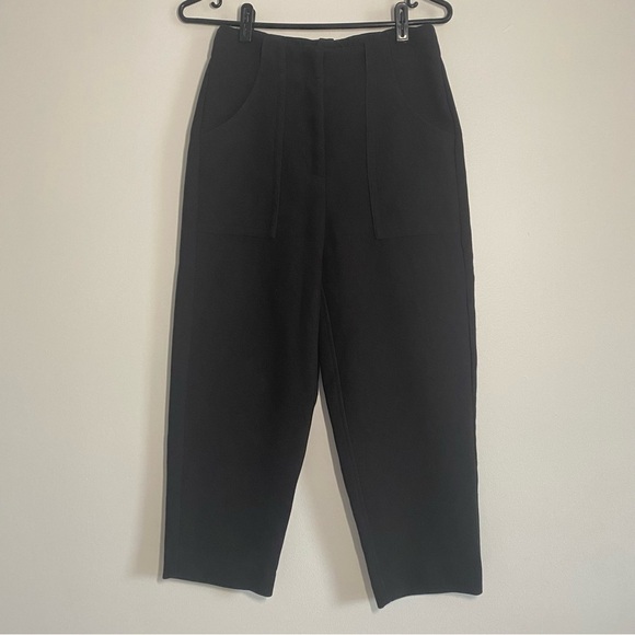 Frank & Oak Black Alice Straight Cropped Trouser High Waisted Pants Size 4 - Picture 4 of 16